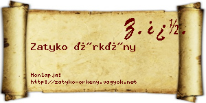 Zatyko Örkény névjegykártya
